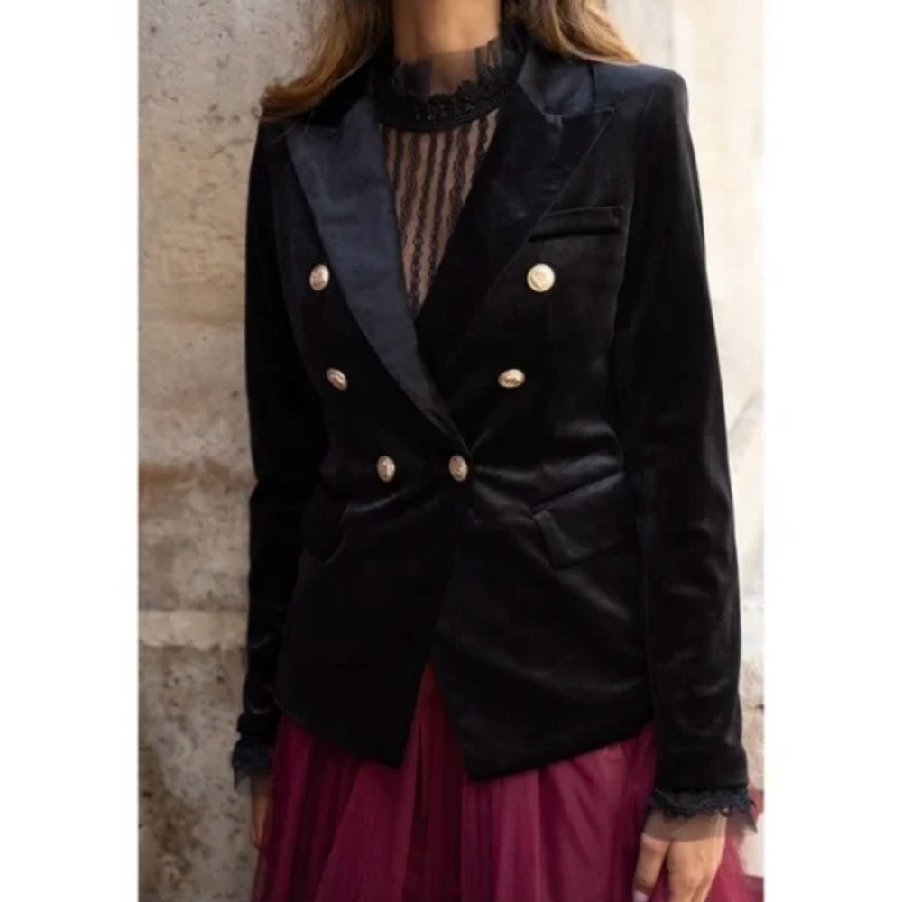 Chokolate Paris velvet double breasted blazer nwt